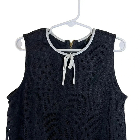 Forever 21 Girls Dress 7/8 Bow Black and White Sleeveless Eyelet Lace Cutout - Picture 3 of 5